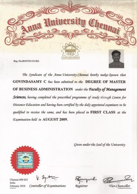 MBA Technology Management — Anna University